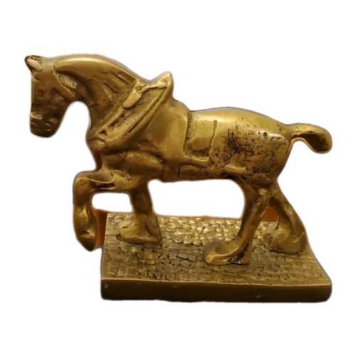 Solid heavy brass - horse, cart