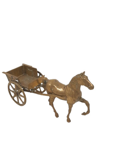 Vintage brass horse and cart - vintage,