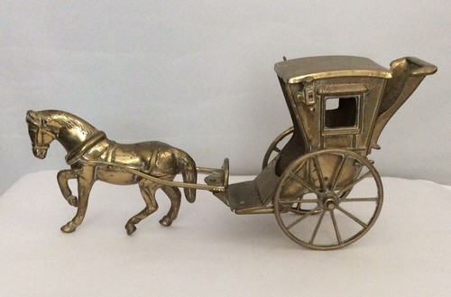 Vintage brass horse cart - vintage,