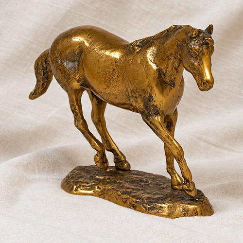 Brass horse figurine - brass,