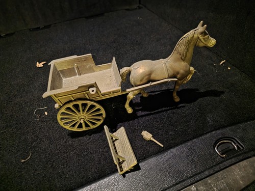 Brass horse and cart - and,