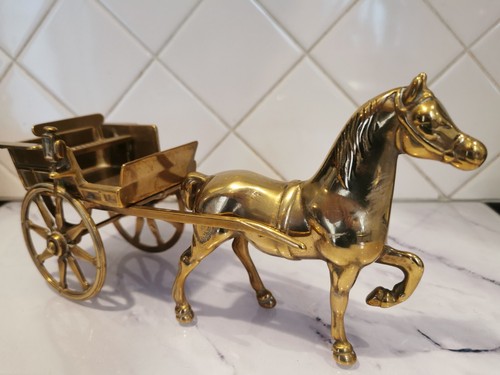 Brass horse and cart - brass, vintage