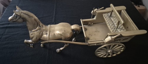 Brass horse and carriage - brass, carriage/cart