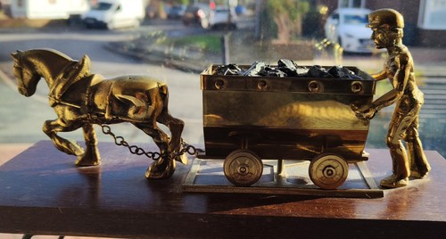 Brass horse and - brass, cart