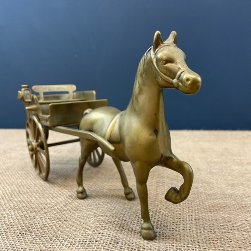 Vintage brass horse cart - horse,
