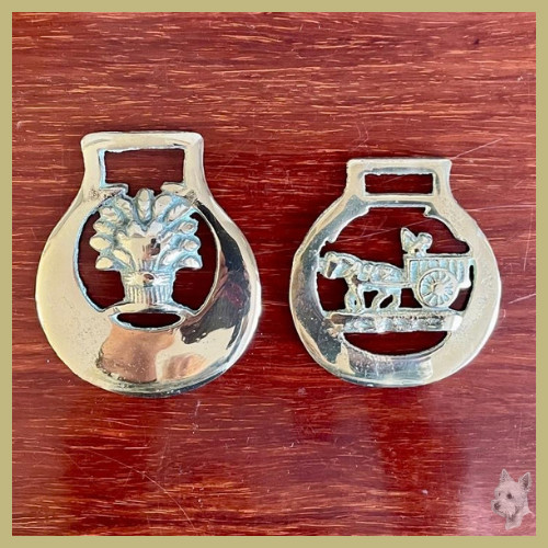 Vintage horse brasses - horse, x2