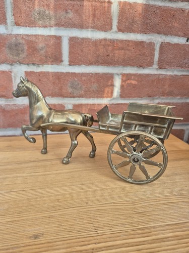 Vintage brass horse and - and, cart