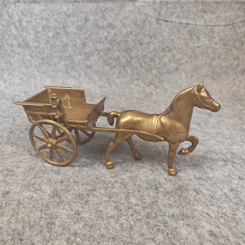 Brass vintage horse and cart - brass,