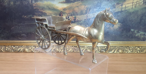 Brass horse and cart - brass,