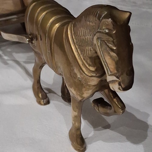 Vintage brass horse - brass, cart