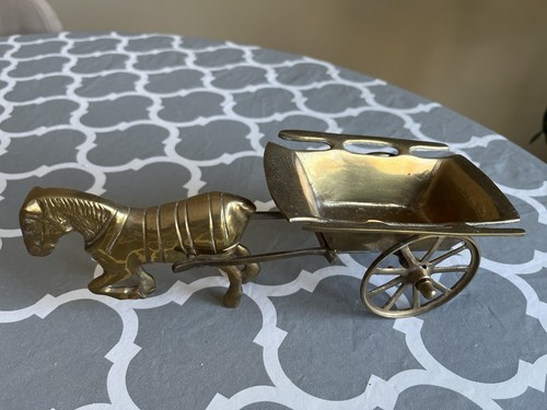 Vintage brass horse and cart - brass,