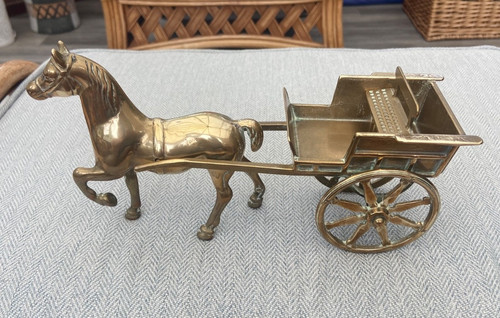 Vintage solid brass horse and - horse,