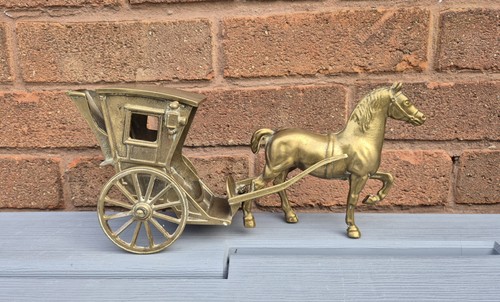 Vintage brass horse drawn - brass,