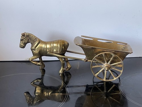 Vintage brass horse and - and, cart