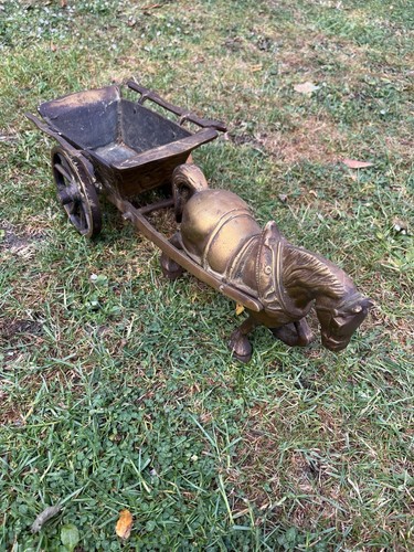 Brass horse and cart extra - and, +