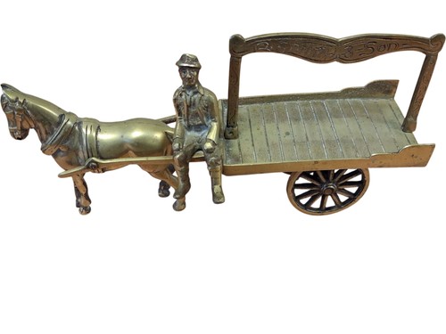 Vintage brass horse cart model - brass,