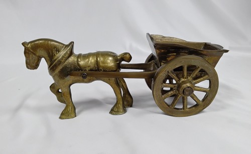Vintage brass horse and - vintage, cart