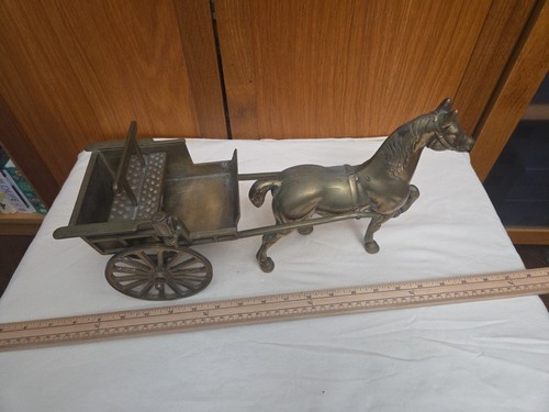 Vintage brass horse - horse, cart