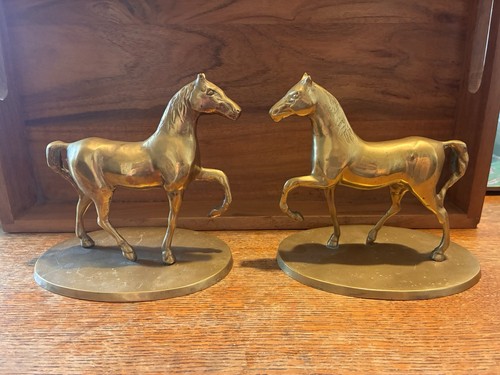 Brass prancing trotting horses - brass,