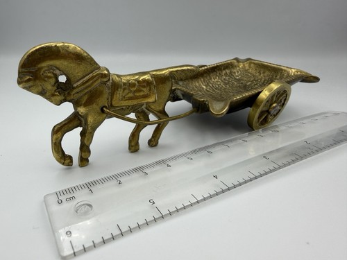 Vintage brass horse - &, cart
