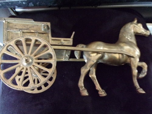 Large heavy brass horse and - heavy,