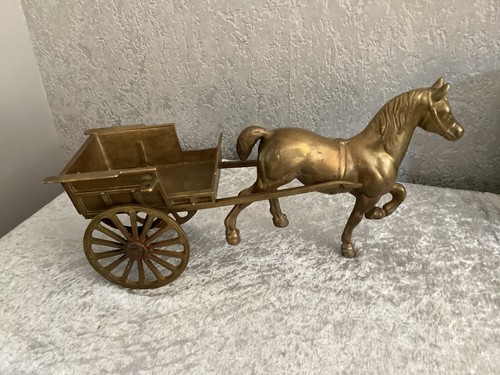 Brass horse and cart vintage - brass,