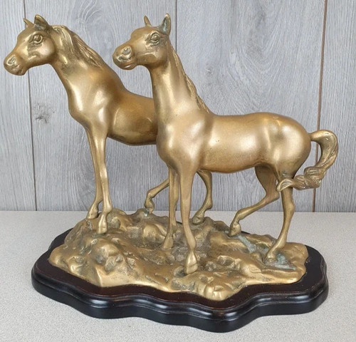 Vintage brass horses ornament - brass,