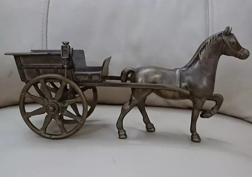 Vintage brass horse and cart - brass,