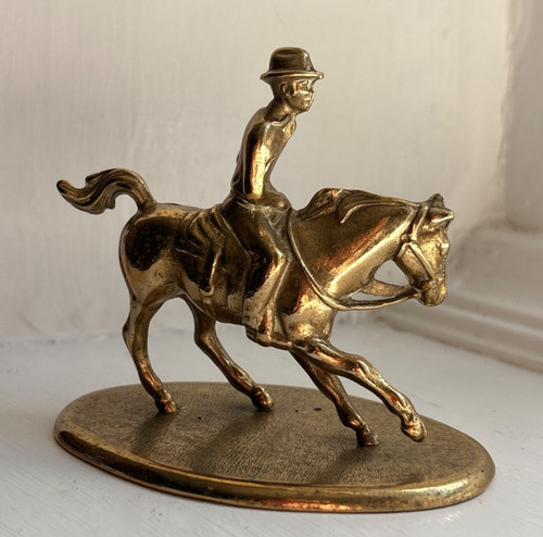 Vintage brass horse and - 4",