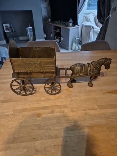 Brass horse and cart - horse, vintage
