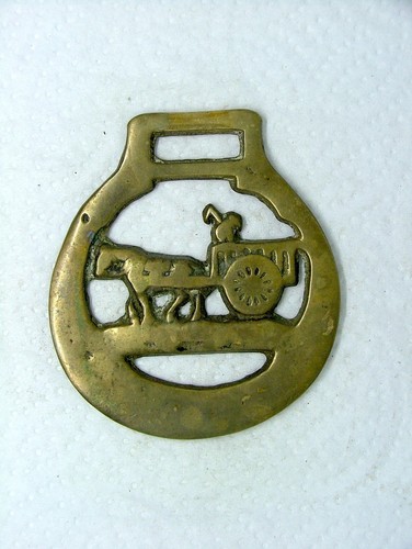Horse brass and cart - brass,