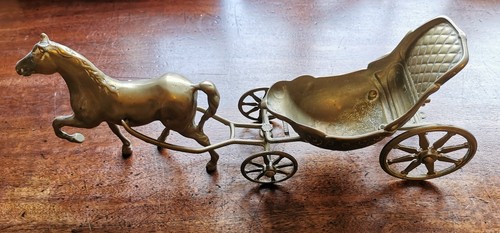 Vintage brass horse and cart - vintage,