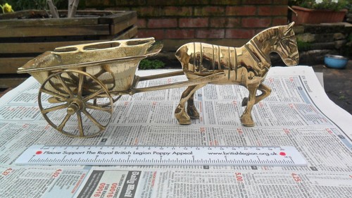 Vintage brass horse and cart - vintage,