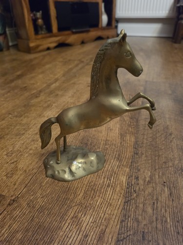 Vintage brass rearing horse - vintage,