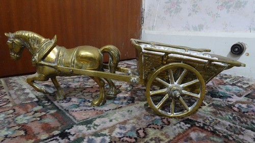 Brass horse and cart vintage