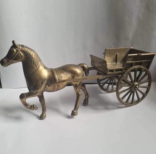 Brass horse cart ornament - brass,
