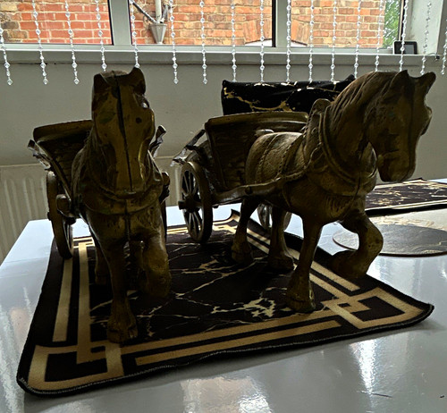 Brass horse and - brass, wagon