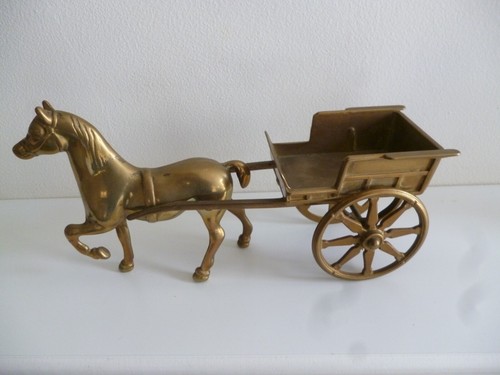 Vintage solid brass horse and - solid,