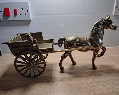 Brass horse cart wagon - horse, cart/wagon